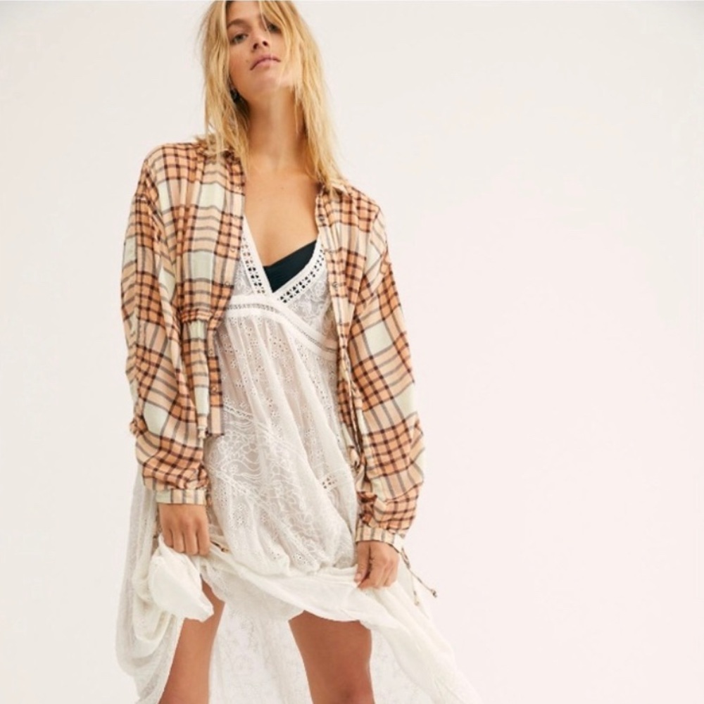 NWOT We the Free (Free People) Pacific Dawn Plaid Shirt Size XS